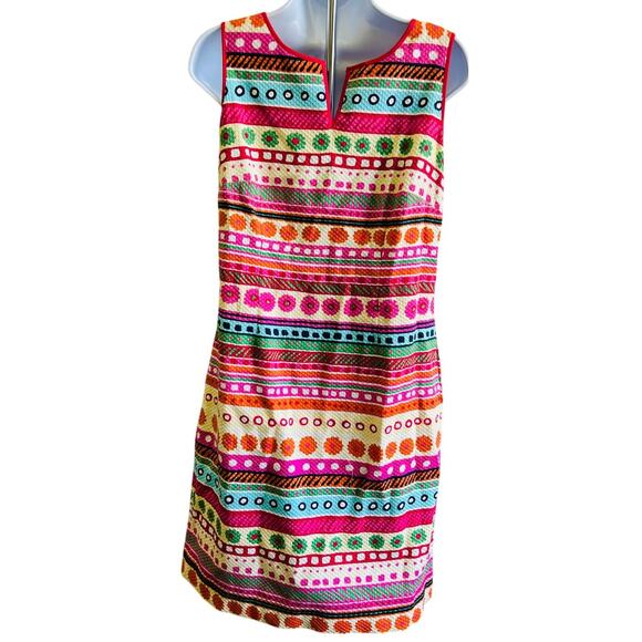 Talbots Dresses & Skirts - Talbots 6 Multicolor Geo Stripe Sleeveless Dress Retro Mod Workwear Resort